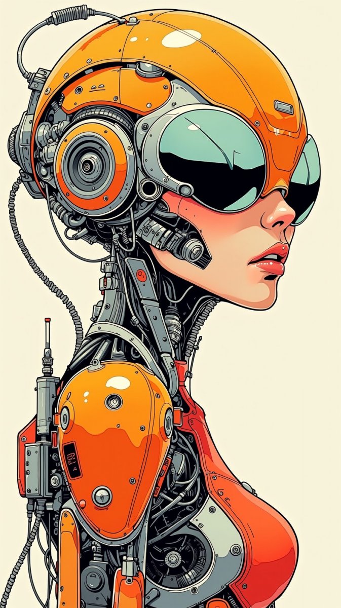 Хромированная киберпанк мода в стиле ретрофутуризма: иллюстрированное видение. Генерация из нейросети Flux Хромированная киберпанк мода в стиле ретрофутуризма: иллюстрированное видение. Генерация из нейросети Flux