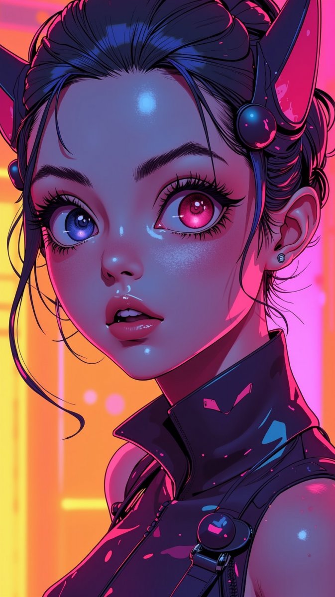 Яркая викс-девушка в неоновом свете с выразительной мимикой и очаровательными чертами. Картинка из нейронной сети Flux.1 Яркая викс-девушка в неоновом свете с выразительной мимикой и очаровательными чертами. Картинка из нейронной сети Flux.1