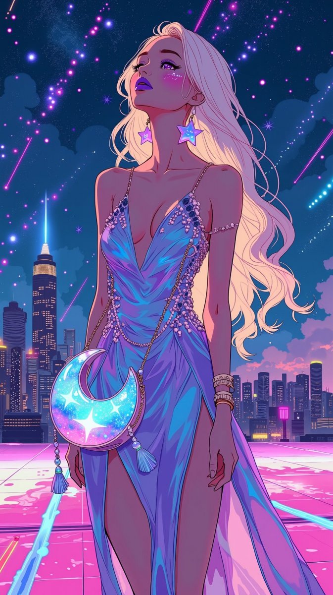 Невероятная красота: мечтательная девушка и космический блеск. Генерация из нейросети Flux.1 Невероятная красота: мечтательная девушка и космический блеск. Генерация из нейросети Flux.1