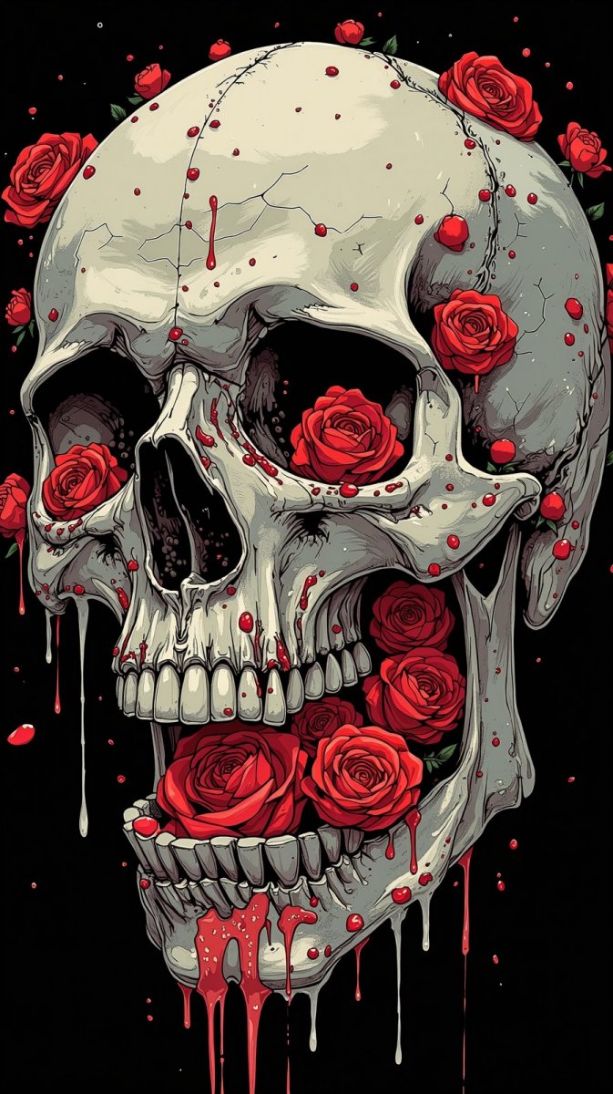 Череп с розами: мрачная фантазия в серебре и черном. Картинка из нейросети Flux.1 Череп с розами: мрачная фантазия в серебре и черном. Картинка из нейросети Flux.1