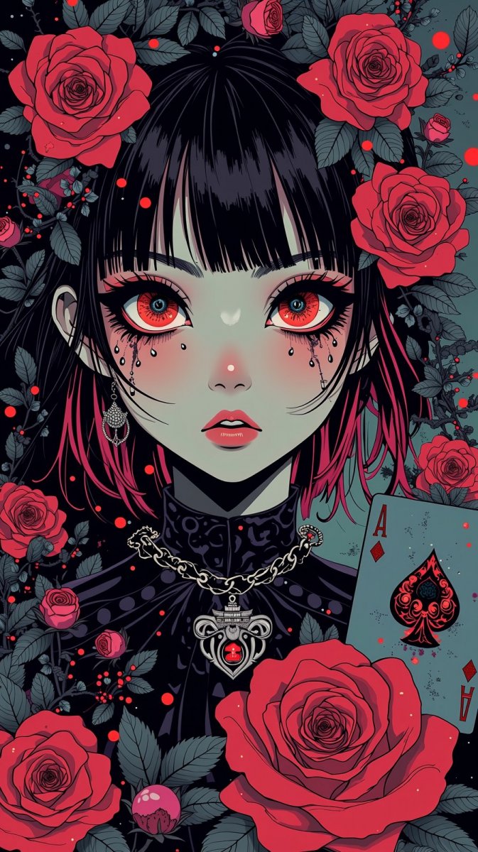 Эмо девушка в мире теней и роз: готический гиперреализм. Генерация из нейронной сети Flux Ai Эмо девушка в мире теней и роз: готический гиперреализм. Генерация из нейронной сети Flux Ai