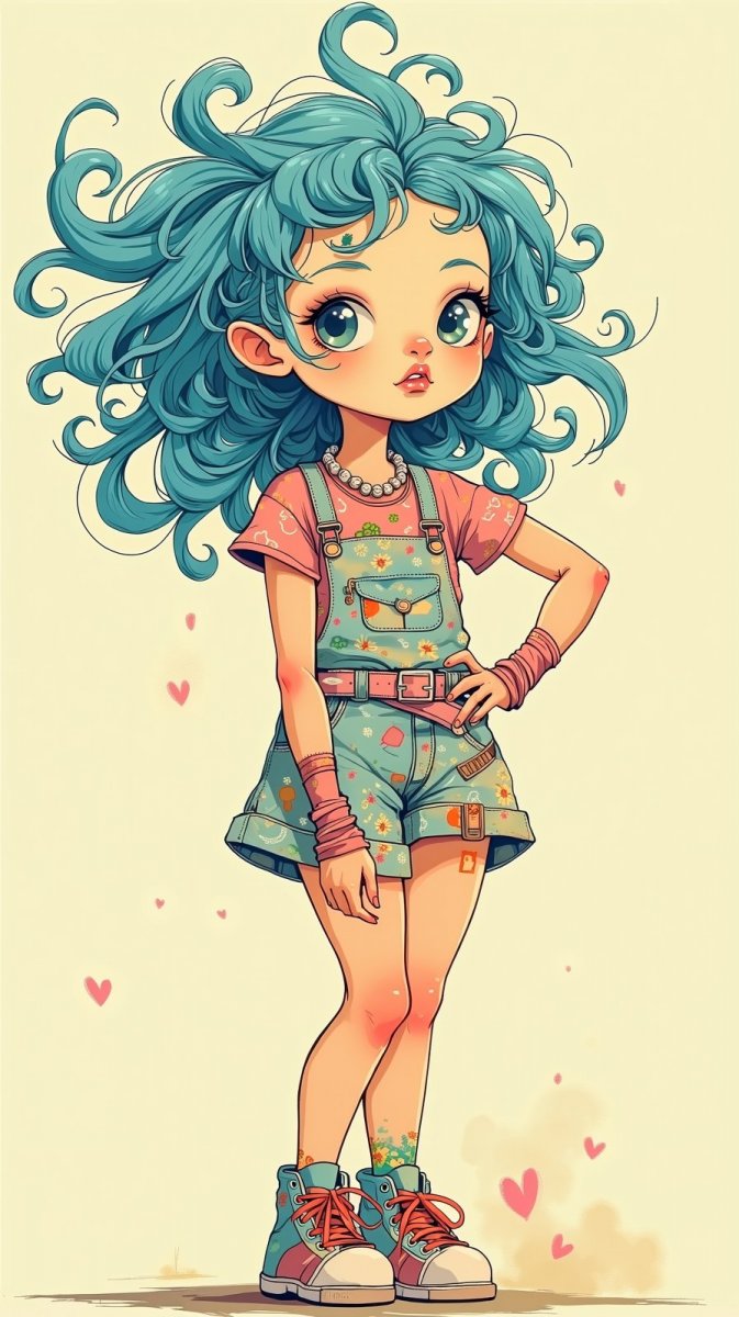 Забавная девочка с голубыми кудряшками и необычными чертами. Нейронная сеть Flux Ai Забавная девочка с голубыми кудряшками и необычными чертами. Нейронная сеть Flux Ai