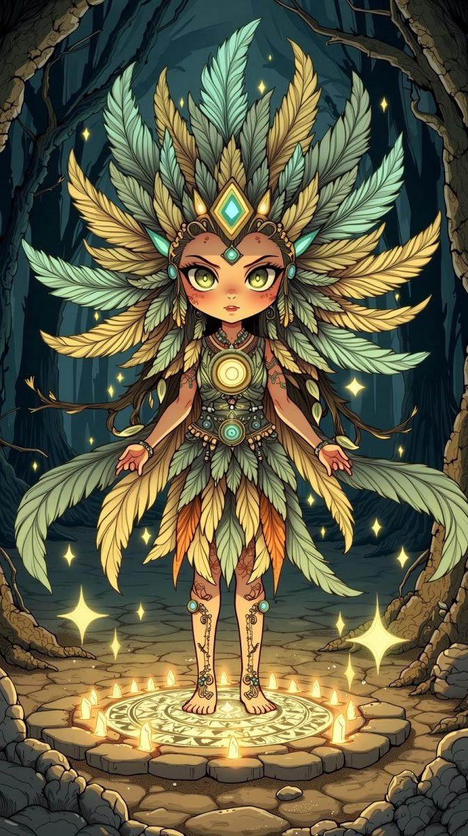 Загадочная дух-кукла: мощь древних камней и таинственный лес. Изображение из нейронной сети Flux Ai Загадочная дух-кукла: мощь древних камней и таинственный лес. Изображение из нейронной сети Flux Ai