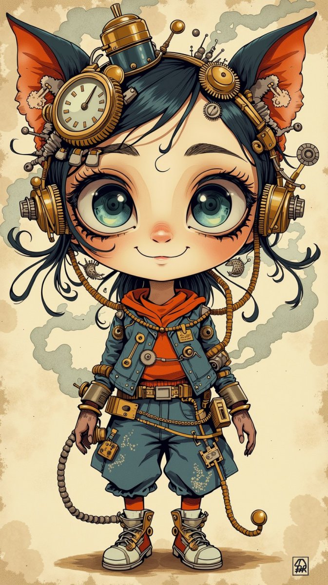 Механическая кукла в стиле стимпанк: загадочная красота и шестеренки. Изображение из нейросети Flux Механическая кукла в стиле стимпанк: загадочная красота и шестеренки. Изображение из нейросети Flux
