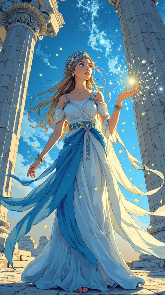 Древнегреческая богиня: таинственный свет и древняя магия. Картинка из нейросети Flux.1 Древнегреческая богиня: таинственный свет и древняя магия. Картинка из нейросети Flux.1