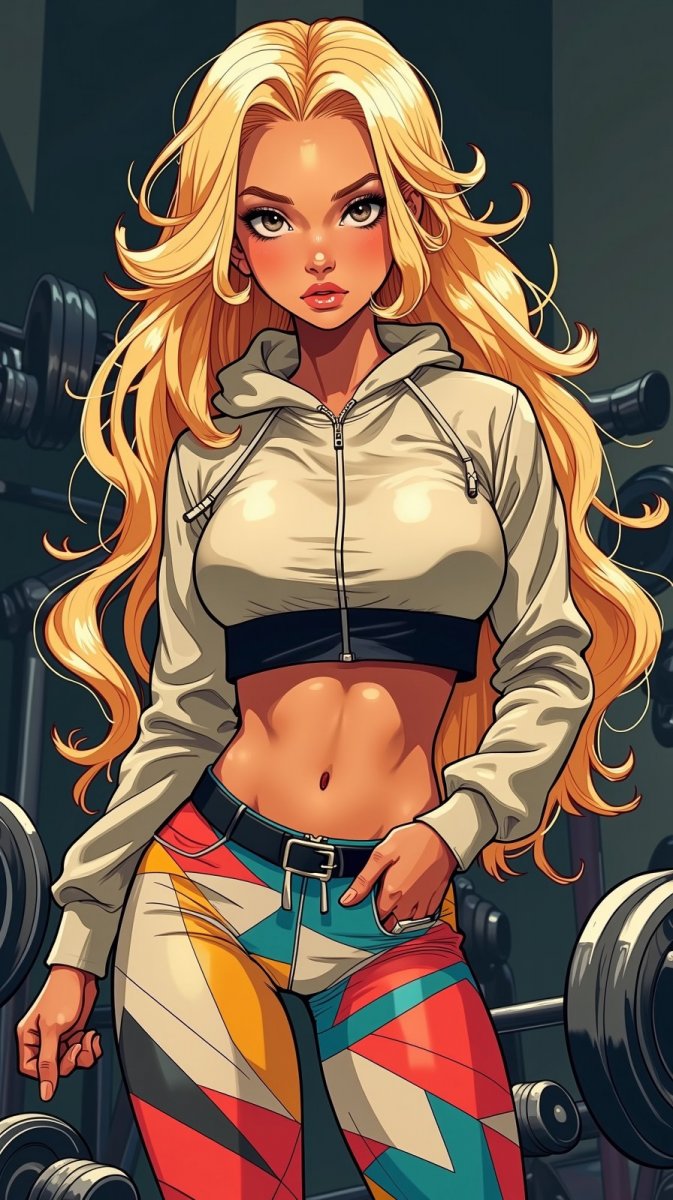 Соблазнительный фитнес: дерзкий образ современной девушки в спортзале. Изображение из нейросети Flux 1 Соблазнительный фитнес: дерзкий образ современной девушки в спортзале. Изображение из нейросети Flux 1