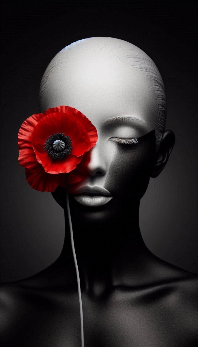 Лицо и мак: сюрреалистический портрет в стиле художественной фотографии. Изображение из нейросети Dalle 3 Лицо и мак: сюрреалистический портрет в стиле художественной фотографии. Изображение из нейросети Dalle 3