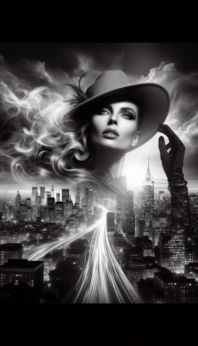Загадочная женщина и ночной город в сюрреалистичном портрете. Изображение из нейронной сети Dalle Загадочная женщина и ночной город в сюрреалистичном портрете. Изображение из нейронной сети Dalle