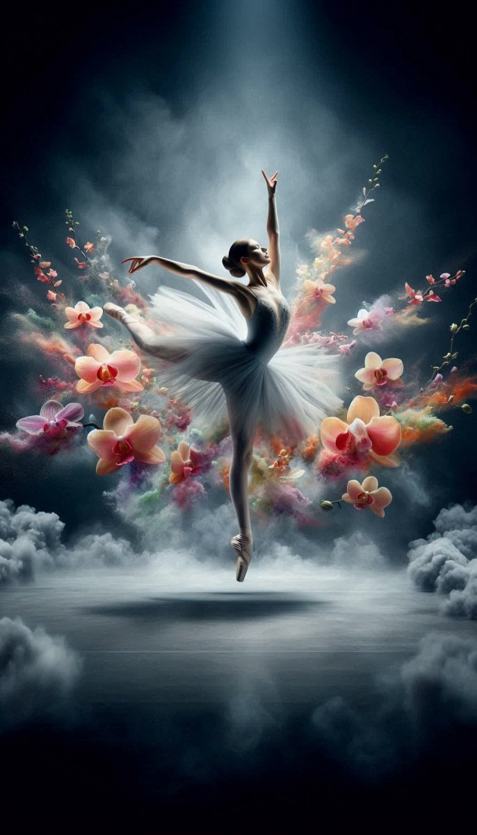 Изящный прыжок балерины в туманной дымке. Генерация из нейросети Dalle Изящный прыжок балерины в туманной дымке. Генерация из нейросети Dalle