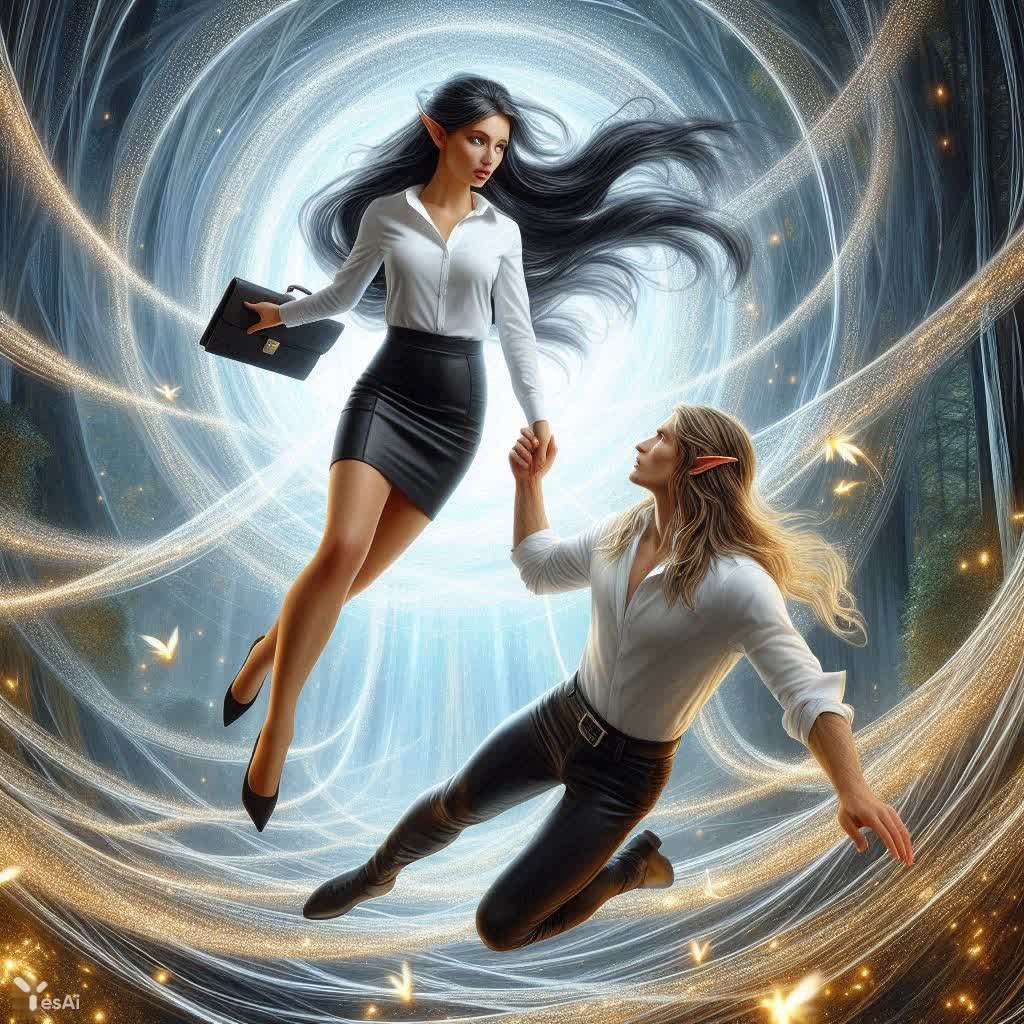 Неожиданное появление в волшебном лесу: встреча двух миров и взгляд на зрителя. Генерация из нейросети Dalle Неожиданное появление в волшебном лесу: встреча двух миров и взгляд на зрителя. Генерация из нейросети Dalle