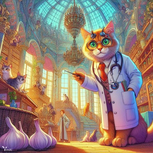 Котики-хирурги и чесночные приключения в старинном городе. Картинка из нейросети Dalle 3