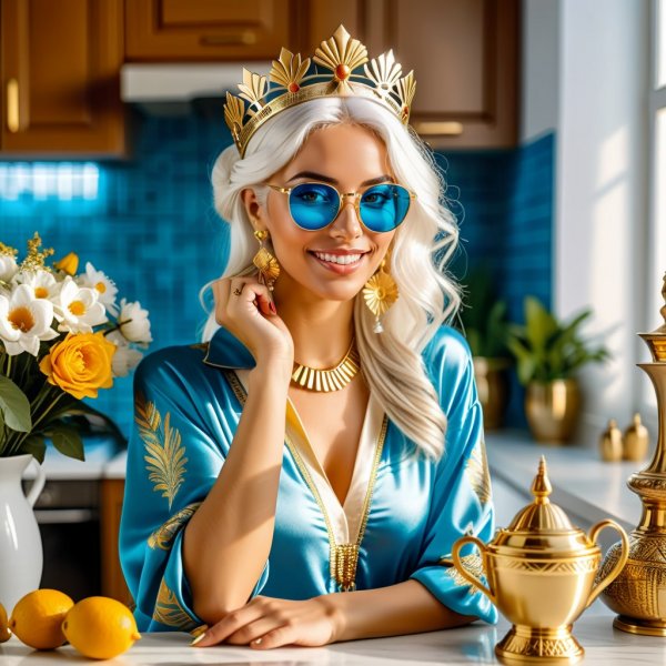 Спортивная девушка в шелковых пижамах: утреннее вдохновение и золотые акценты. Генерация из нейронной сети Stable Diffusion