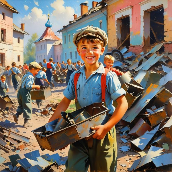 Воспоминания о прошлом: советская школа и радость сбора металла в пастели. Генерация из нейросети Стейбл Дифьюжн