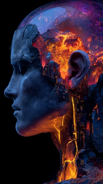 Инопланетный череп с внутренним миром и футуристическим дизайном. Изображение из нейросети Midjourney