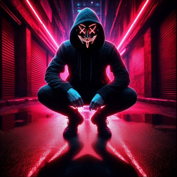 Тёмный переулок и неоновый череп: готовность к битве. Нейронная сеть Далли 3