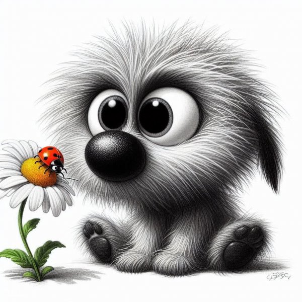 Носуха и ромашка: очаровательный мир карандашных зарисовок в стиле Pixar. Изображение из нейронной сети Dalle 3