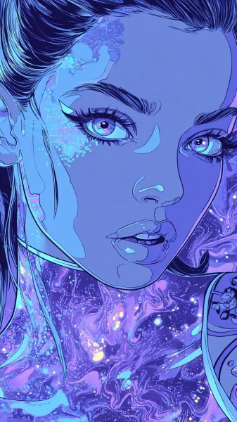 Неоновая кукла в космическом танце: завораживающий портрет. Генерация из нейронной сети Midjourney