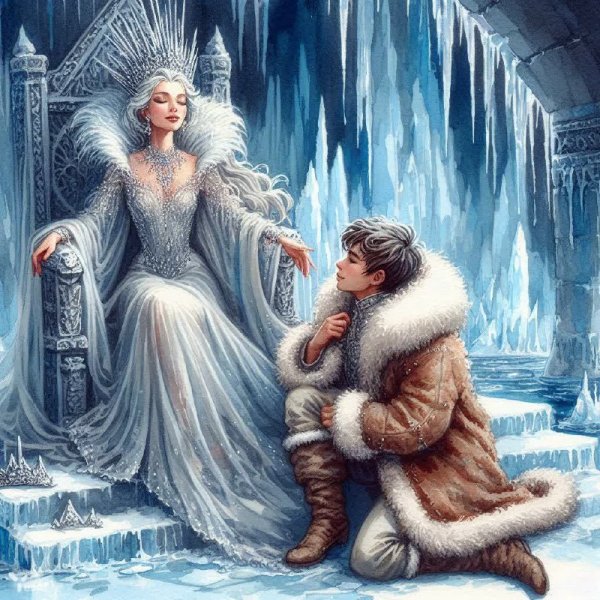 Снежная королева и её преданный слуга Кая. Изображение из нейросети Dalle