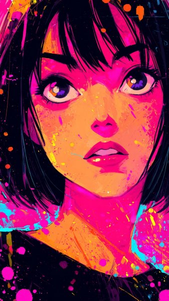 Яркая кокетка в акварельных красках: игривый образ и живописный фон. Генерация из нейросети Миджорни