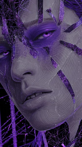 Портрет андрогинности: геометрия, обсидиан и мерцающие частицы. Нейросеть Миджорни