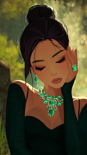 Изумительный портрет: зеленое настроение и спокойствие. Генерация из нейросети Миджорни