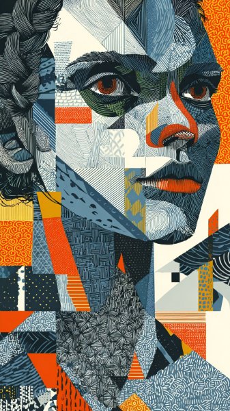 Геометрический портрет: вдохновение африканским искусством и стилем баухаус. Нейронная сеть Midjourney