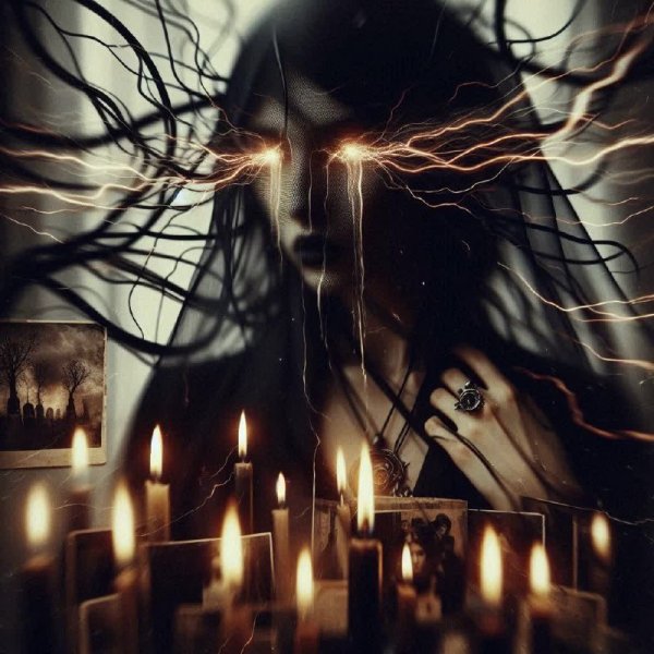 Демоннесса во тьме: ритуал забытых встреч и кровавый поцелуй. Изображение из нейросети Далли 3