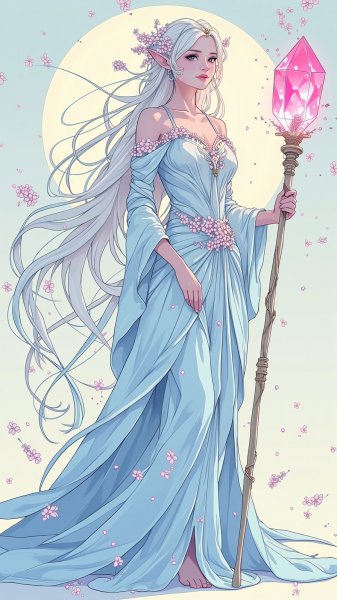 Эльфийская принцесса: нежная красота в стиле AFK Arena. Картинка из нейросети Flux 1