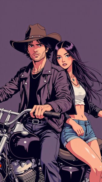 Мотоцикл и любовь: Готика в чертах инклейма. Генерация из нейронной сети Flux Ai