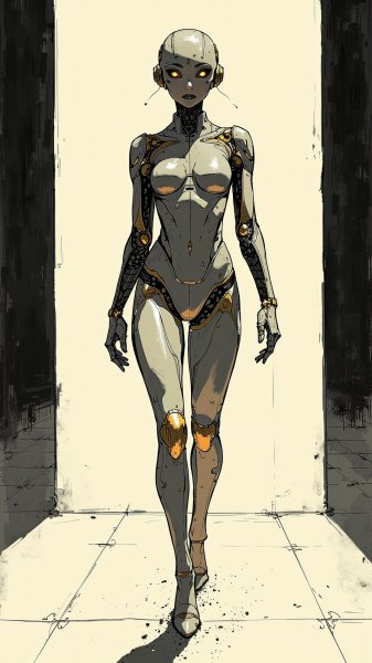 Робототехника и мода: грация в металлическом обличье эпохи будущего. Нейросеть Flux