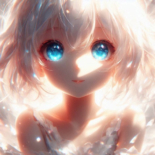 Удивление в акварели: космическая девушка с огромными голубыми глазами и развевающимися волосами. Нейросеть Dalle 3