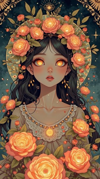 Волшебная кукла среди роз и тумана. Нейросеть Flux Ai