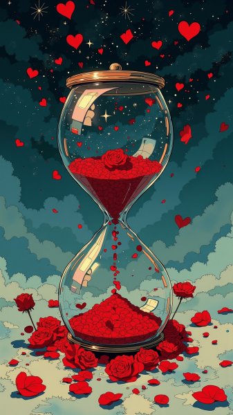 Увядающий песочный час и розы в ночном небе. Нейронная сеть Flux 1