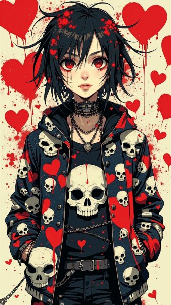 Готическая бунтарка в граффити хаосе городской эстетики. Нейросеть Flux