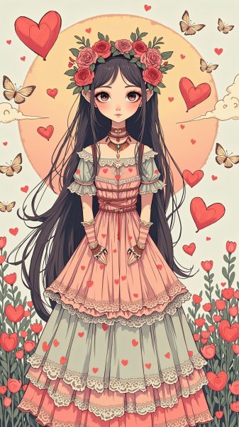 Нежная мечта в пастельных тонах и кружевах: волшебная девушка на закате. Изображение из нейронной сети Flux Ai