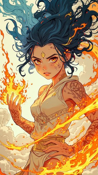 Магическая битва стихий: иллюстрация могущественного элементала. Изображение из нейронной сети Flux