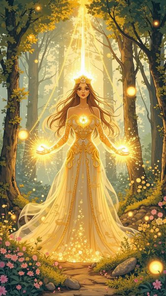 Принцесса света: волшебное сияние и надежда в чернилах. Изображение из нейронной сети Flux.1