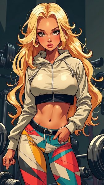 Соблазнительный фитнес: дерзкий образ современной девушки в спортзале. Изображение из нейросети Flux 1