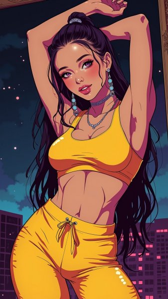 Яркая фигура в спортивном стиле и зеркальный соблазн. Картинка из нейросети Flux 1