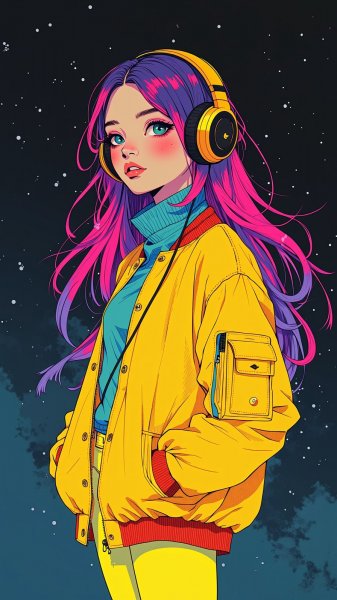 Яркая девушка в неоновом стиле и эффектный образ с загадочной атмосферой. Картинка из нейронной сети Flux Ai