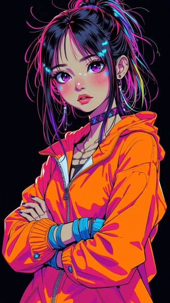 Электризующая красота в неоновом свете и тёмной тайне. Генерация из нейронной сети Flux Ai