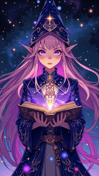 Звездная колдунья: таинство галактического заклинания и древних знаний. Генерация из нейросети Flux Ai