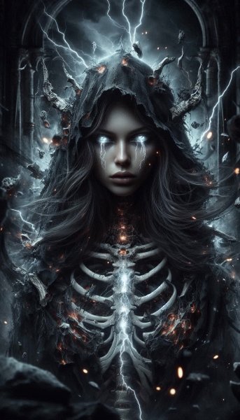 Демоническая аура: Тьма, молнии и разбитый мир. Генерация из нейросети Dalle