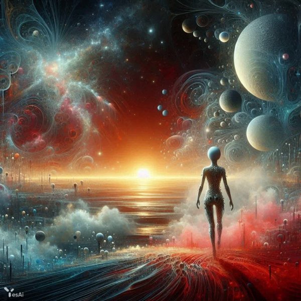 Загадочный горизонт: Акварельный портал в инопланетную реальность. Изображение из нейросети Dalle