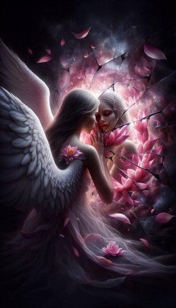 Небесная печаль и отражение в осколках. Картинка из нейросети Dalle