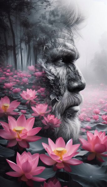 Путешествие сквозь время и сны: встреча исследователя и лотосов. Картинка из нейросети Dalle