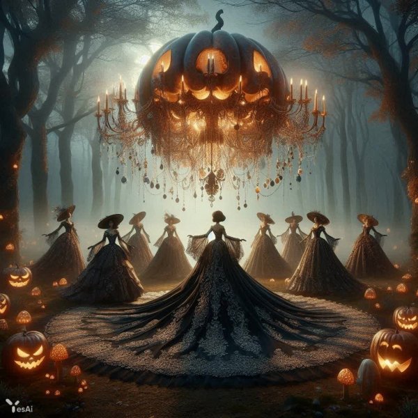 Таинственный бал ведьм в осеннем лесу. Генерация из нейронной сети Dalle