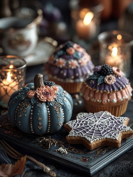 Хэллоуин: волшебство кулинарии в стиле ар-нуво и гиперреализма. Картинка из нейронной сети Миджорни