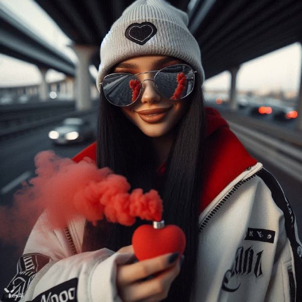 Уличный портрет: девушка с шашкой и двойной экспозицией. Нейросеть Dalle 3