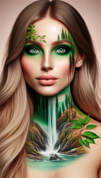 Лесная нимфа: нежная красота в двойной экспозиции. Генерация из нейронной сети Dalle